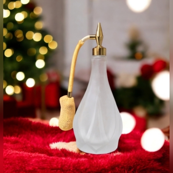 VTG I. W. Rice & Co. Hand Cut Bottle W/Automizer 7" 1930s Made In Japan - Picture 2 of 9